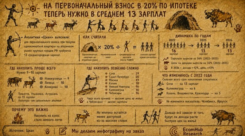 Аналитики Циана подсчитали, сколько средних зарплат потребуется для первоначального взноса за однушку EHR_первоб_ЦИАН_первоначальный взнос за квартиру _