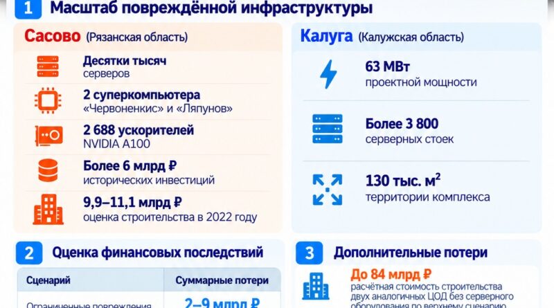 Ущерб от повреждения дата-центров «Яндекса» в Сасове и Калуге: сколько могут стоить разрушения, восстановление и простой